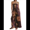 thumbnail image 2 of Vestido Maxi Floral para Mujer, Sin Mangas, Espalda Descubierta, Corte A, , Fluido, con Espalda Hueca y Tirantes Finos Marrón S, 2 of 8