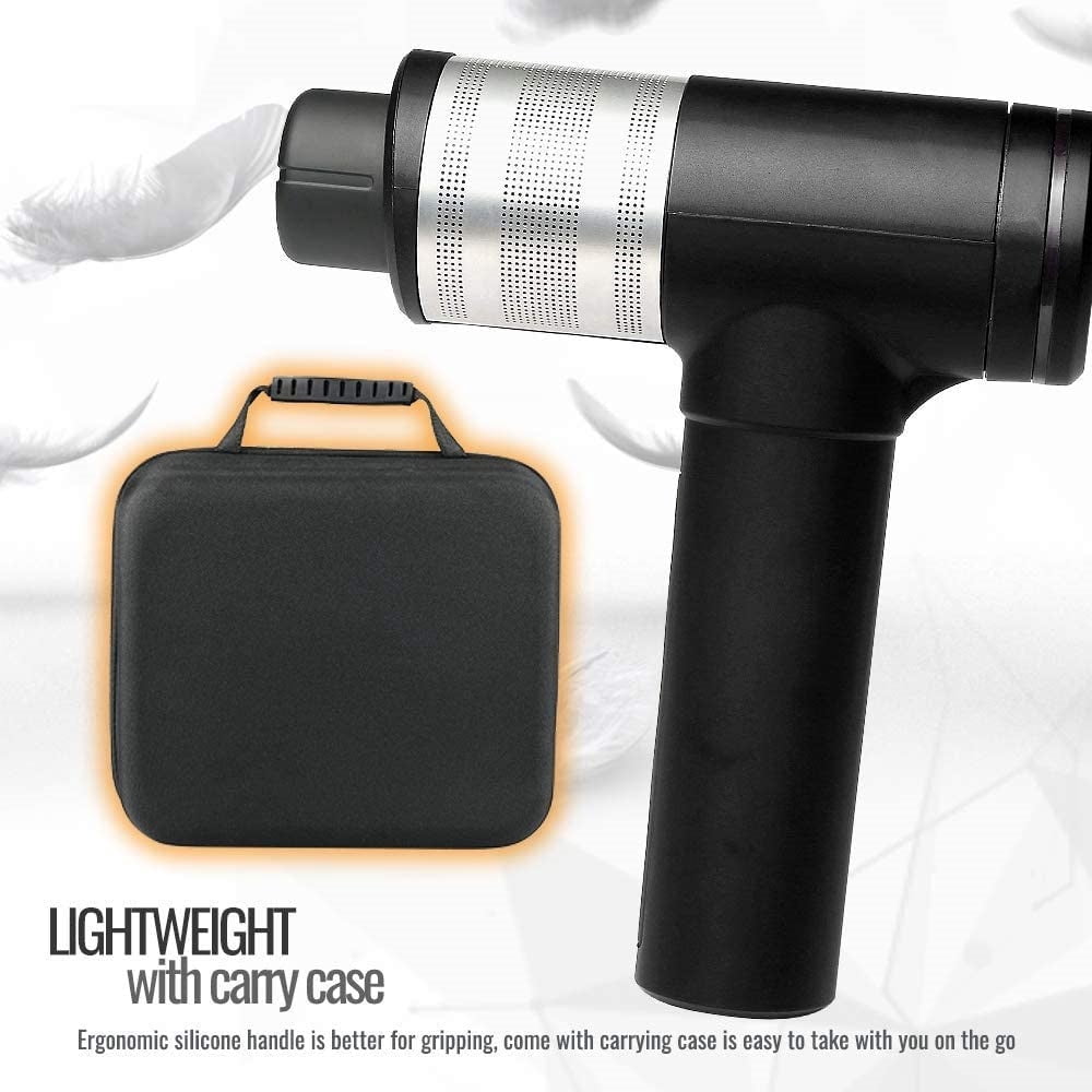 GlareWheel Percussion Massage Gun Cordless Deep Tissue Muscle Massager 6Heads Free Carry Case