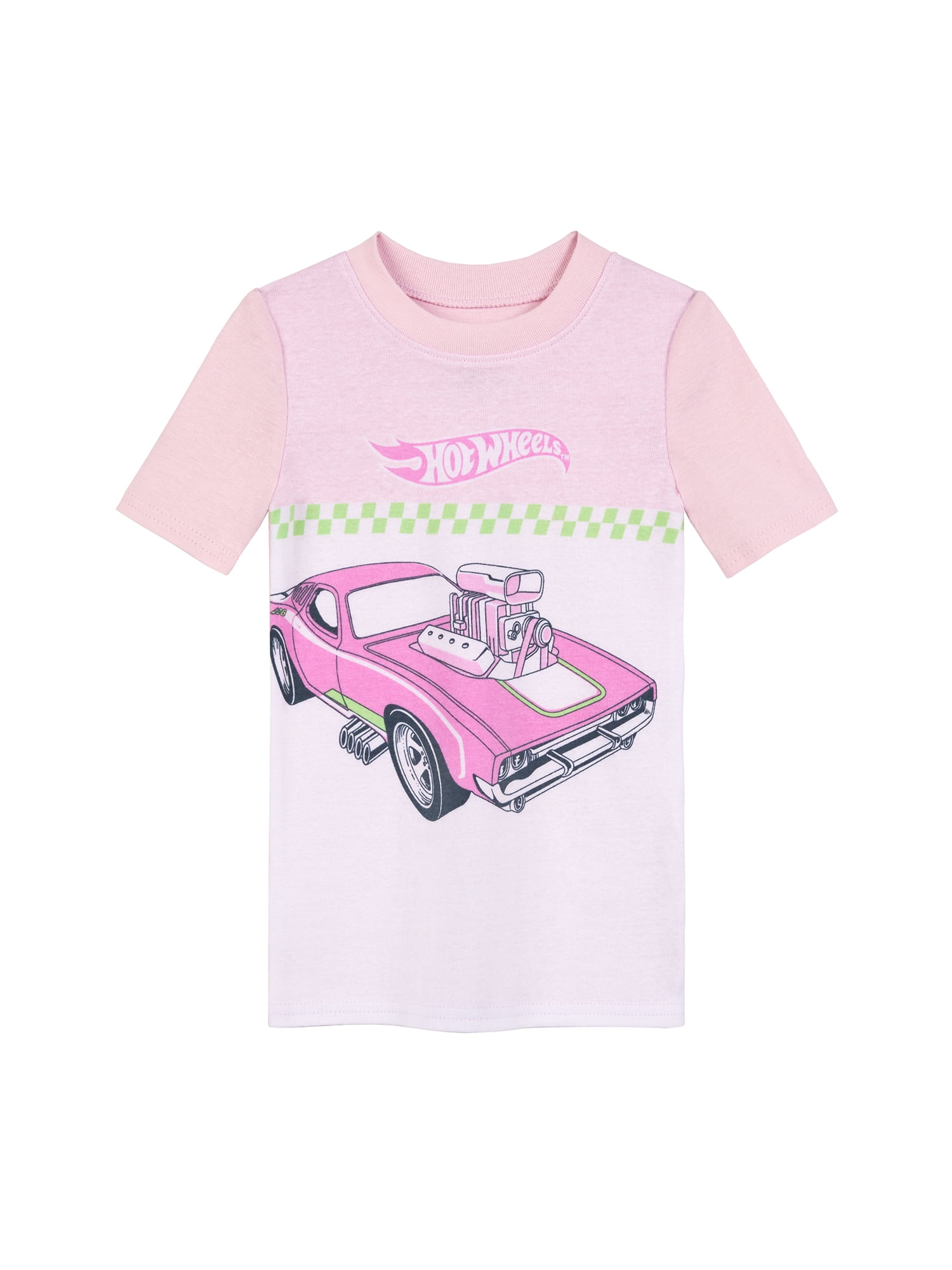 Hot Wheels Girls Cotton Short Sleeve Sleep Top and Pants Pajama Set, 2-Piece, Sizes 4-10
