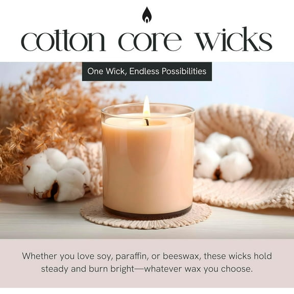 Cotton Core Wicks, 6" Length, Pack of 100