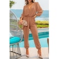 thumbnail image 6 of PRETTYGARDEN Women's Fall Jumpsuits Dressy Casual Pants Romper Spring Long Sleeve V Neck Belt Pockets One Piece Outfits, 6 of 7