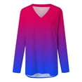thumbnail image 3 of Fshinging Womens T Shirts Gradient Casual Long Sleeve V Neck Lady Office Commute T-Shirts, 3 of 7