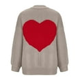 thumbnail image 3 of Lovskoo Cardigan Sweaters for Women Casual Love Pattern Long Sleeve Solid Patchwork Coat Cardigan Blouse Gray, 3 of 7