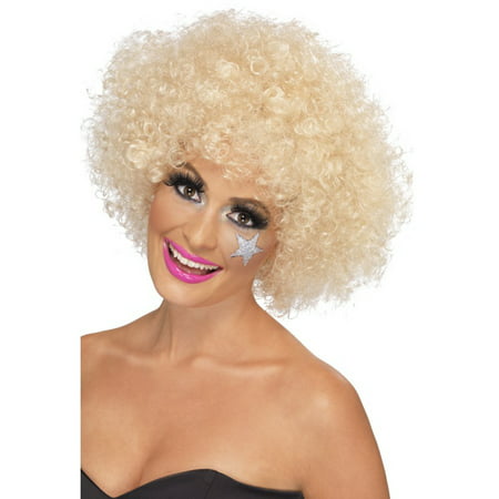 Adult 70s Curly Afro Retro Funky Disco Blonde Wig Costume