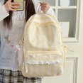 thumbnail image 3 of Women Bow Print Backpack with Lace Trim, Large Capacity Multi-Pockets School Bag for Travel Outdoor (Yellow 430*300*130), 3 of 9