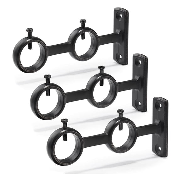 Curtain Rod Bracket, 3Pcs Double Holder, Brackets Hooks for Living Room Bedroom Rods