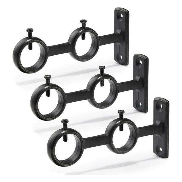 Soporte de Barra de Cortina, Soporte de Barra de Cortina Doble de 3 Piezas, de Soporte de Barra Doble para Barras de Cortina de Sala de Estar y Dormitorio