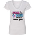 thumbnail image 3 of Inktastic Pink or Blue Mommy Loves You Women's V-Neck T-Shirt, 3 of 5