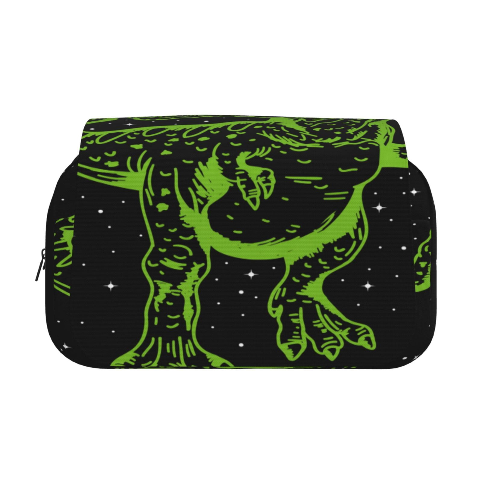 Rateoe DINOSAUR IN SPACE Pattern Double Clamshell Pen Case, Storage Organizer with Two Zipper Compartments– Holds Up to 50 Pencils & Pens