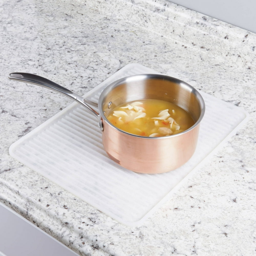 InterDesign Lineo Silicone Kitchen Countertop Dish Drying Mat, Large