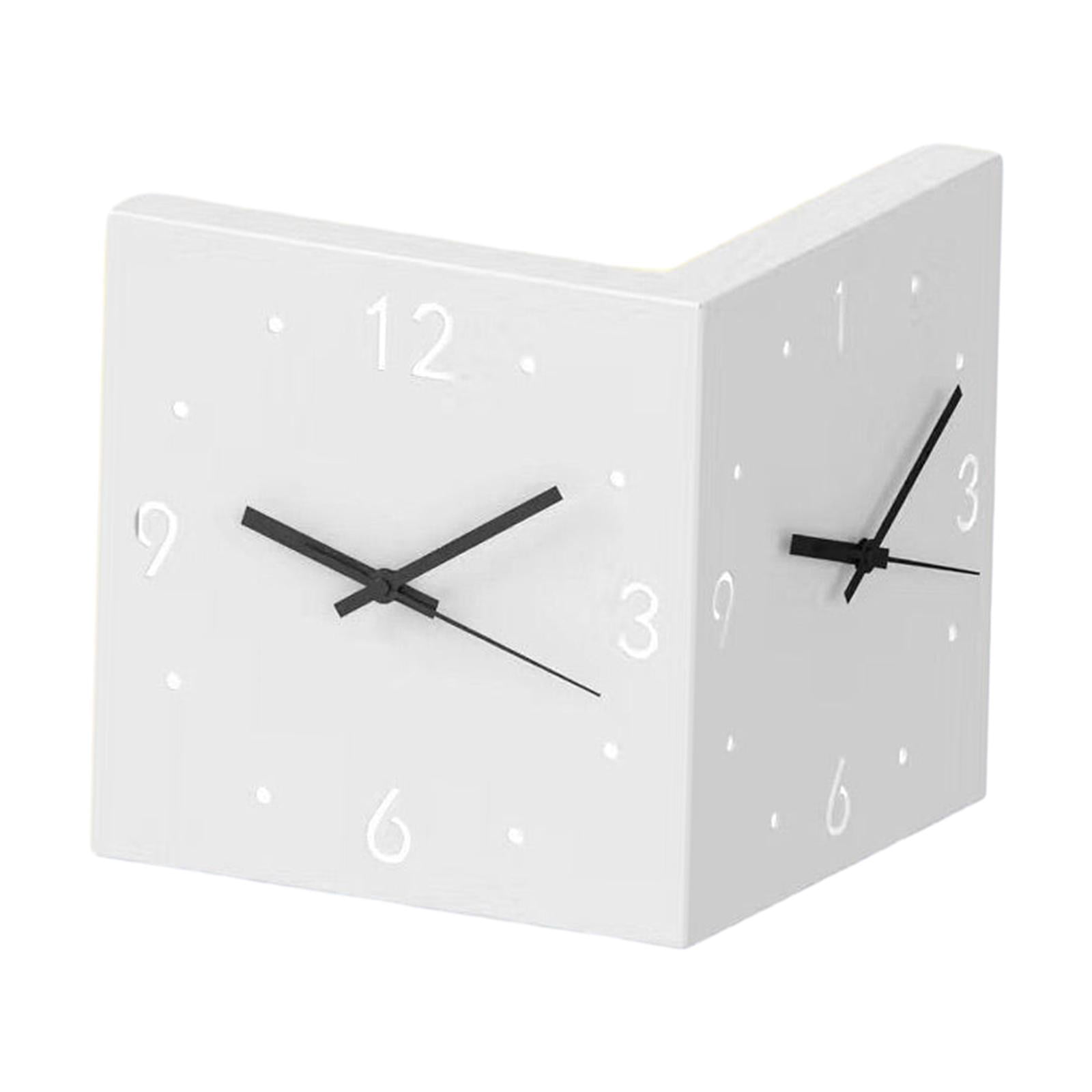 Double Sided Wall Clock, Corner Clock Night Light, Decorative Clocks, Nordic Wall Hanging Clocks with Light for Living Room Wall Decoration White