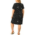thumbnail image 3 of Agnes Orinda Women's Plus Size V Neck Short Sleeve Nightgown Pocket Sleepshirts 1X Black, 3 of 7