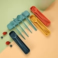 thumbnail image 2 of Vajilla portátil japonesa de trigo, cuatro piezas, cuchillo, tenedor y cuchara, palillos, vajilla para estudiantes para acampar al aire libre, 2 of 6
