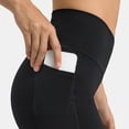 thumbnail image 5 of HNMKIU Women's Cropped High Waist Stretchy Lift Fitness Pants with Side Pockets Five Quarter Length Yoga Pants with Pockets 03_Black,L, 5 of 7