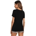 thumbnail image 3 of Women's Pajama Set Short Sleeve Shirt and Shorts Sleepwear Pajamas Loungewear S-2XL, 3 of 5