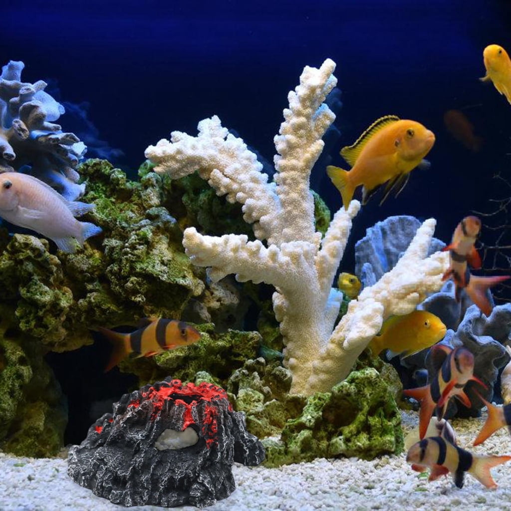 Halloween Aquarium Volcano Model Decors Resins Stone For Fish Tanks Creative Landscape Design