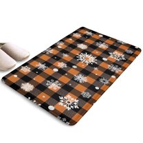 Plaid Christmas Snowflake Flannel Non Slip Door Rugs,Washable Door Mats Indoor,Decorative Door Mats,Dirt-Resistant and Absorbent Doormat for Entrance,Bedroom,Kitchen,Bathroom,23.5"x16"