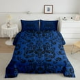 thumbnail image 2 of Gothic Damask Bedding Comforter Sets Black Blue Victorian Baroque Floral Queen Comforter Set Adults Men Bohemian Exotic Goth Bedding Set Vintage Boho Flower Bed Set, 2 of 7