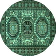 thumbnail image 1 of Ahgly Company Machine Washable Indoor Round Persian Turquoise Blue Traditional Area Rugs, 3' Round, 1 of 4