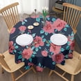 thumbnail image 3 of Pioneer Flower Floral Print Pattern Round Tablecloth 60"x60",Wrinkle Wipeable Table Cloth for Kitchen Dining Room Picnic Patio Party, 3 of 6