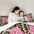 thumbnail image 5 of Homewish Kawaii Initial M Letter Queen Comforter Set, Brown Leopard Cheetah Print Bedding Sets, Teens Kids Girls Women Reversible Bedding Comforter Set, Microfiber Bedroom Decor, 3-Piece, 5 of 8