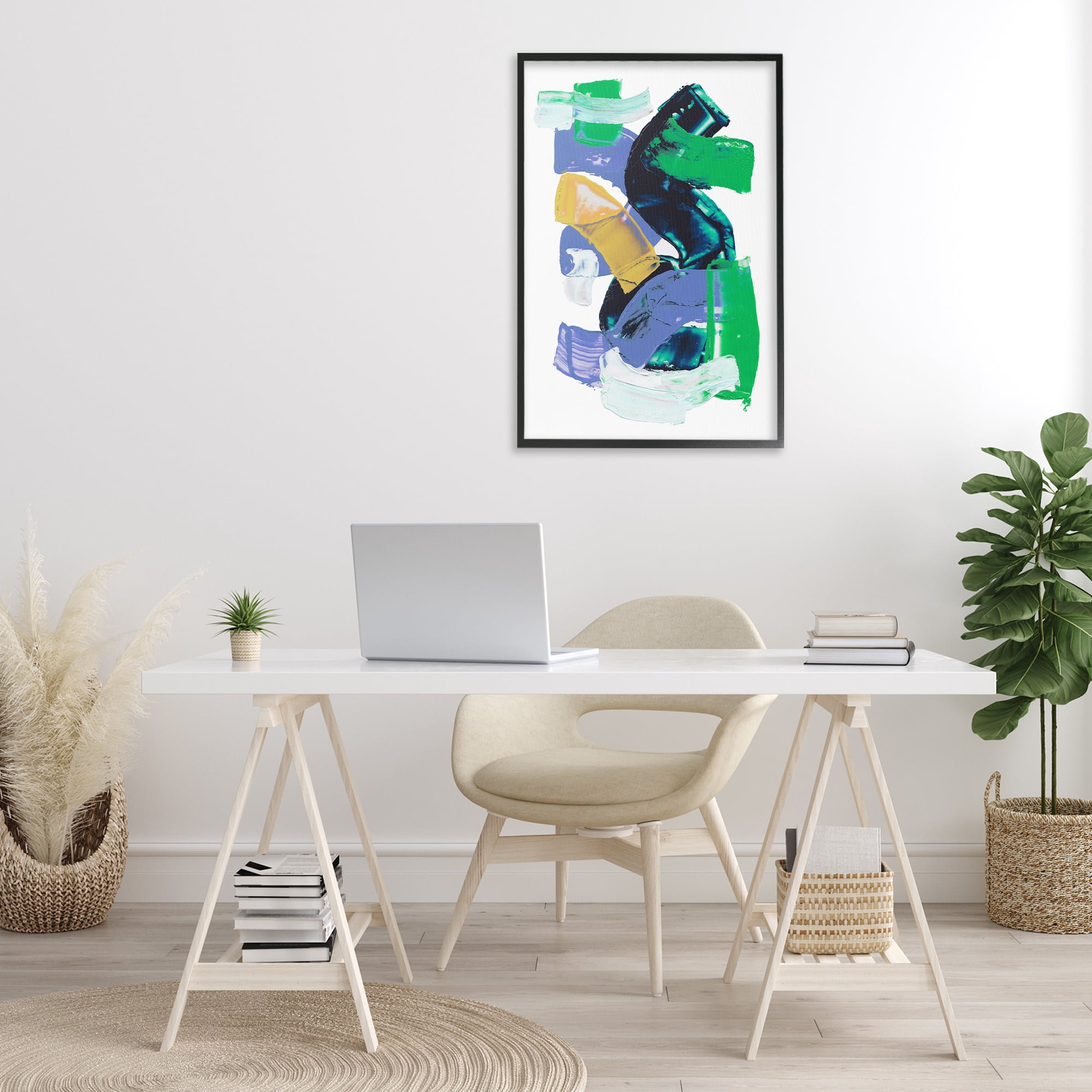 Stupell Industries Expressive Bold Brush Strokes Abstract Painting Black Framed Art Print Wall Art, 20 x 30