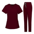 thumbnail image 1 of Conjunto exfoliante para mujer, Top exfoliante y pantalones para correr, cuello en V, cómodo, de manga corta, ropa de trabajo transpirable duradera, L, 1 of 8
