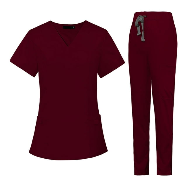 Conjunto exfoliante para mujer, Top exfoliante y pantalones para correr, cuello en V, cómodo, de manga corta, ropa de trabajo transpirable duradera, L