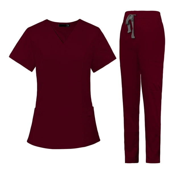 Conjunto de traje médico para mujer, suave, Color sólido, clásico, cuello en V, duradero, cómodo, enfermera XS