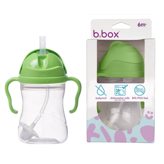 b.box Sippy Cups for Toddlers, Leakproof Weighed Straw Cup for 6  month, Toddler Water Bottle with Handles, BPA Free, Dishwasher Safe, 8 oz - Apple