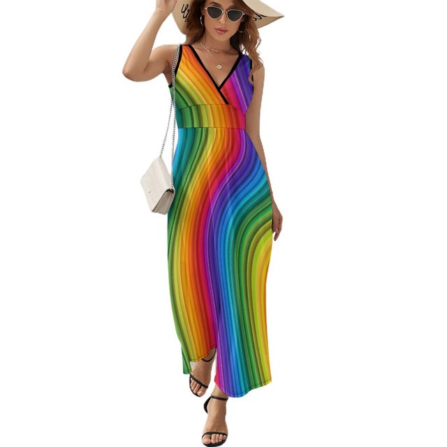 Robe Maxi Robe Retéo Spirales Psychédéliques Vêtements de Rue Boho Longues Robes Taille Haute Vêtements Oversize