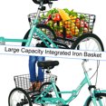 thumbnail image 6 of iRerts Folding Adult Tricycles 20" Wheel, Single Speed Cruiser Bicycles Bike with Shopping Basket, Adjustable Seat, Adult Trike Bicycle for Seniors Women Men, 3 Wheeled Bikes for Adults, Teal Blue, 6 of 8