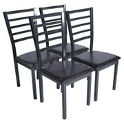 Better Home Products Milan Set of 4 Stackable Metal Dining Chairs in Black