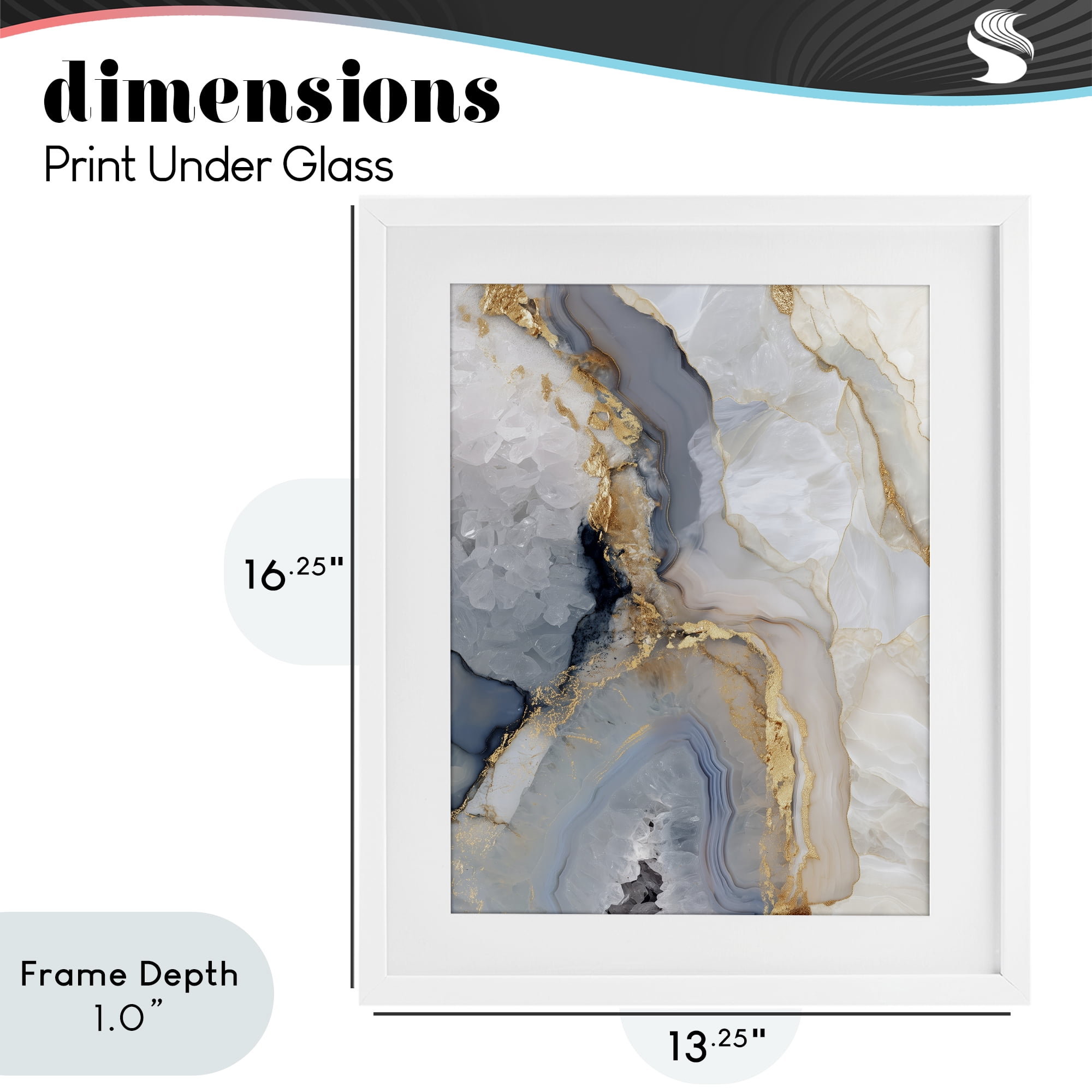 Stupell Industries Midnight Ore Crystals White Framed Print Under Glass, design by Svetlana Aleynikova