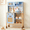Blue, variant on INFANS Play Kitchen for Kids, Wooden Pretend Playset with Adjustable Heights Rattan Door Blackboard Realistic Lights Sounds, Toddler Cooking Toy Gift for Boys Girls Aged 3+