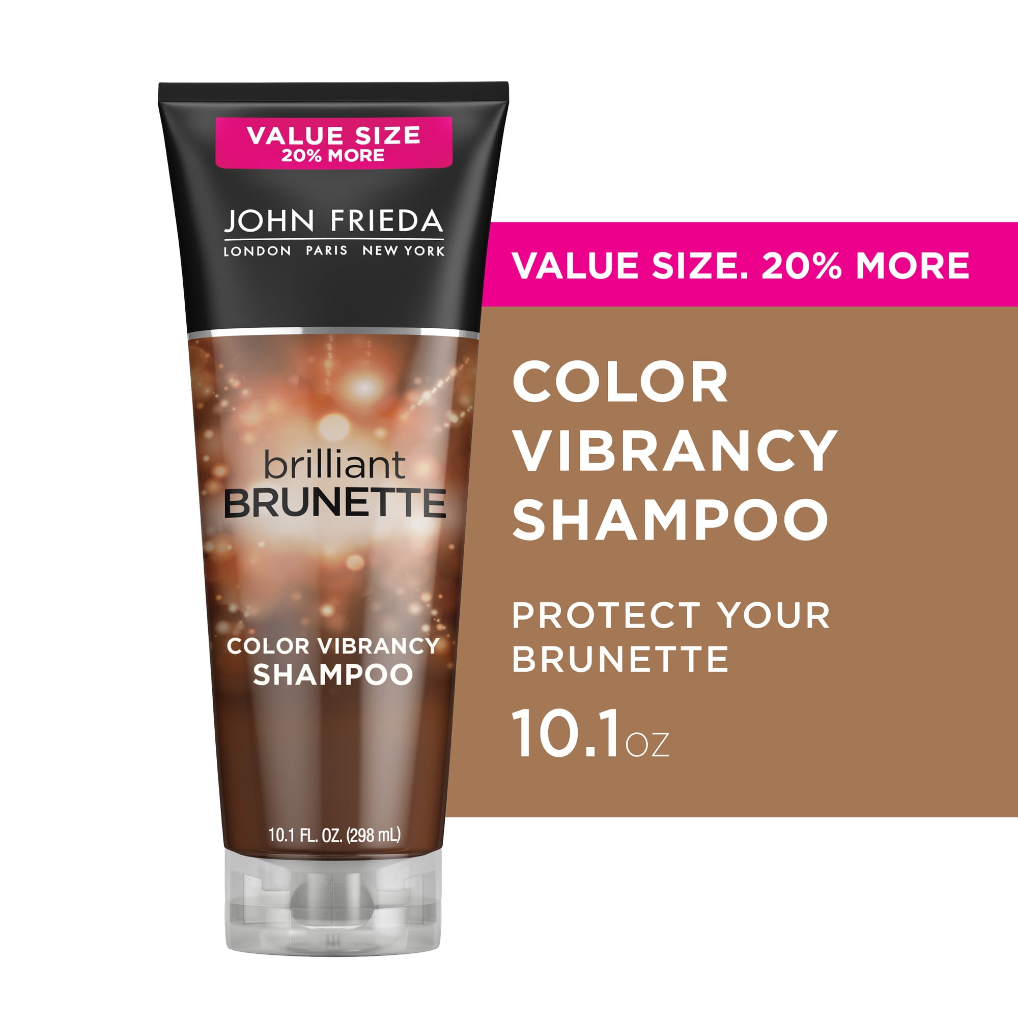 John Frieda Brilliant Brunette Color Vibrancy Shampoo, with Cocoa & Evening Primrose Oil, Value Size, 10.1 Ounce