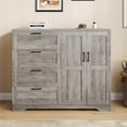 thumbnail image 1 of Eastvita Commode Moderne Multifonctionnelle en Bois de 43,3 Po pour Chambre, Armoire Garde-Robe à 2 Portes avec 4 Tiroirs/tringle Suspendue pour Rangement de Vêtements, 1 of 6