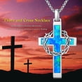 thumbnail image 3 of Coachuhhar Opal Cross Necklace for Men 925 Sterling Silver Crucifix Crown of Thorns Pendant Necklace Religion Catholic Jewelry Gifts for Father Husband Son, 3 of 7