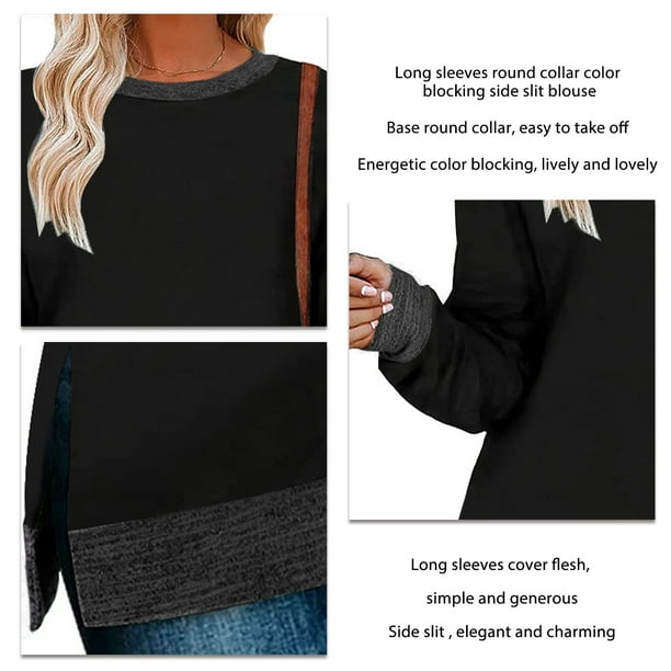 Blusa De Manga Larga Con Cuello Redondo Blusas Basicas Para Mujer Color Lindo Con Abertura Lateral Generosa Para Vacaciones Para Dama Para Ir De Compras ANGGREK Otros Bodega Aurrera en linea