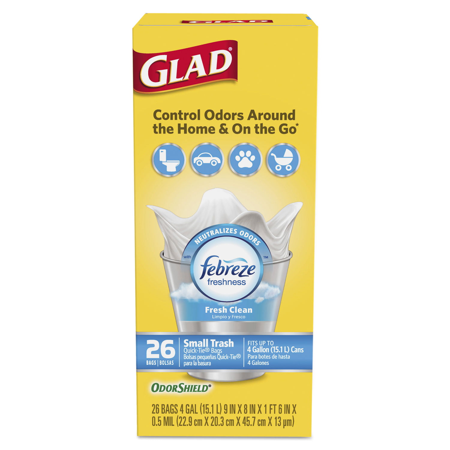 Glad® OdorShield® Small Trash Bags, Fresh Clean Scent with Febreze  Freshness, 4 Gallon White Trash Bag, 156 Count, Shop