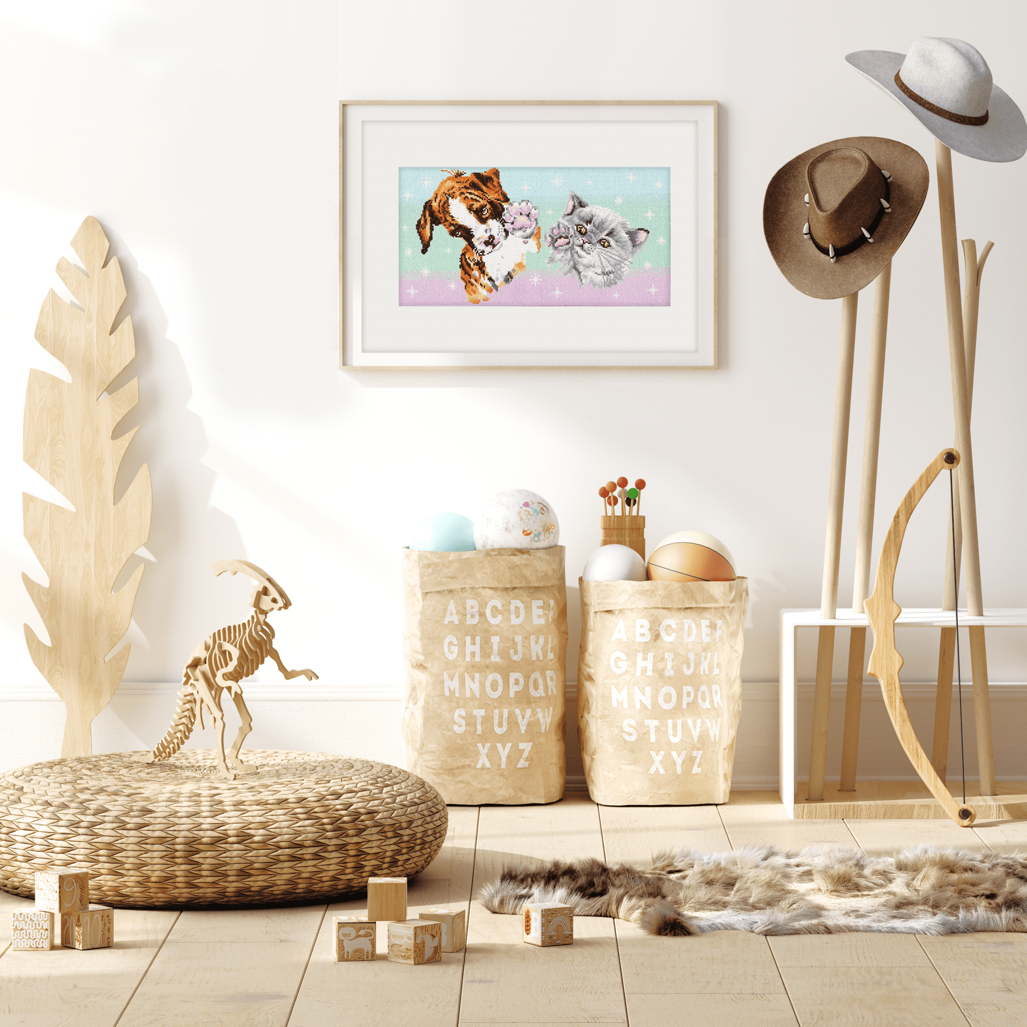 Diamond Dotz at Home Dog and Cat High Five Diamond Painting Kits for Adults - Diamond Art Kits a Relaxing Creative Craft Kit with Dotz Gems 24x12