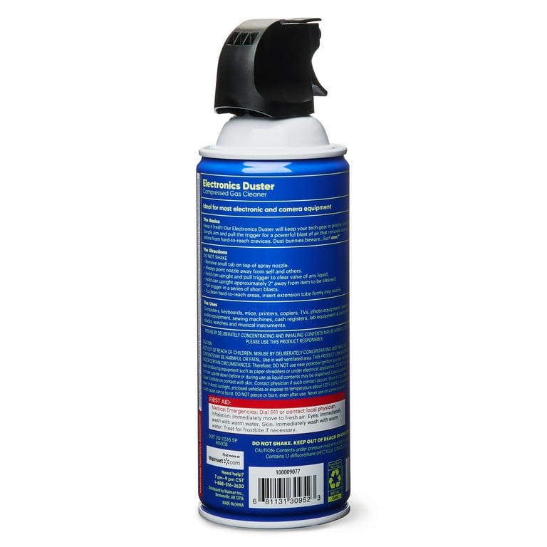 Onn+ Electronics Duster Compressed Gas Cleaner 10 oz, 2.56x2.56x8