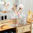 thumbnail image 3 of Yayeee 4 Pack Qtip Holder Bathroom Cotton Swab Canister with Lid Clear Dispenser Set, Purple Geometric, 3 of 6