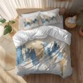 thumbnail image 2 of Light Blue Gold Abstract Duvet Cover Set Full Size Modern Art Oil Painting Style Ombre Soft Lightweight Comforter Covers 4 Piece Bedding Set with 1 Duvet Cover 1 Bed Sheet & 2 Pillow Shams, 2 of 8
