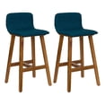 thumbnail image 2 of Home Square Low Back Barstool with Wood Legs in Teal Blue - Set of 4, 2 of 11