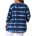 thumbnail image 4 of DARING DIVA Women's Plus Elbow Sleeve Blouse Tee Top Tie Dye T Shirts 3X Blue White, 4 of 6
