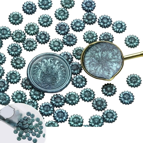 100x Glitter Wax Seal Beads Flower Sealing Wax Beads for Christmas New Year Card Envelopes Gift Package Decor