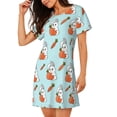thumbnail image 2 of Gukieu Rabbit Is Eating Carrots Print Women's Nightgown, A-line Round Neck Short-sleeved Nightgown Pajamas Home Wear Suitable for Home and Outing, 2 of 6