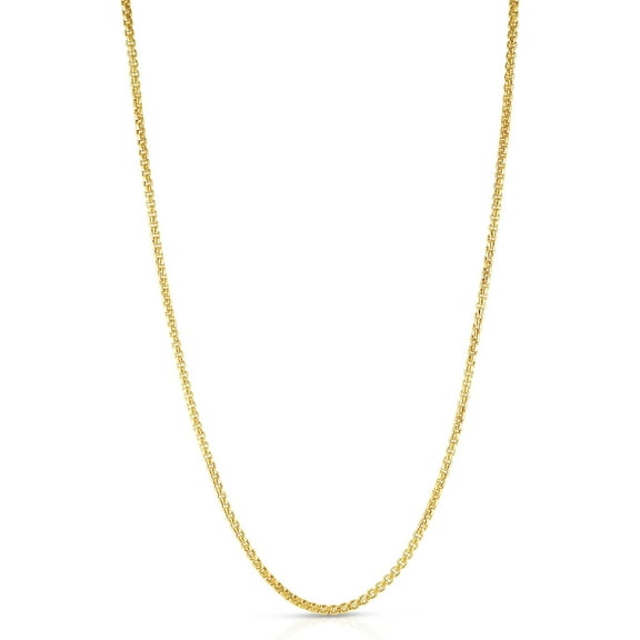 Floreo 10k Yellow Gold 2mm Lite Round Box Link Chain Necklace 24 Inch