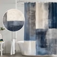 thumbnail image 4 of Shower Curtain Bathroom Set Abstract Oil Painting Blue Artwork Waterproof Fabric Shower Curtains with Grommets&Hooks, Color Block Privacy Bath Curtain for Bathtub 36x72in, 4 of 9